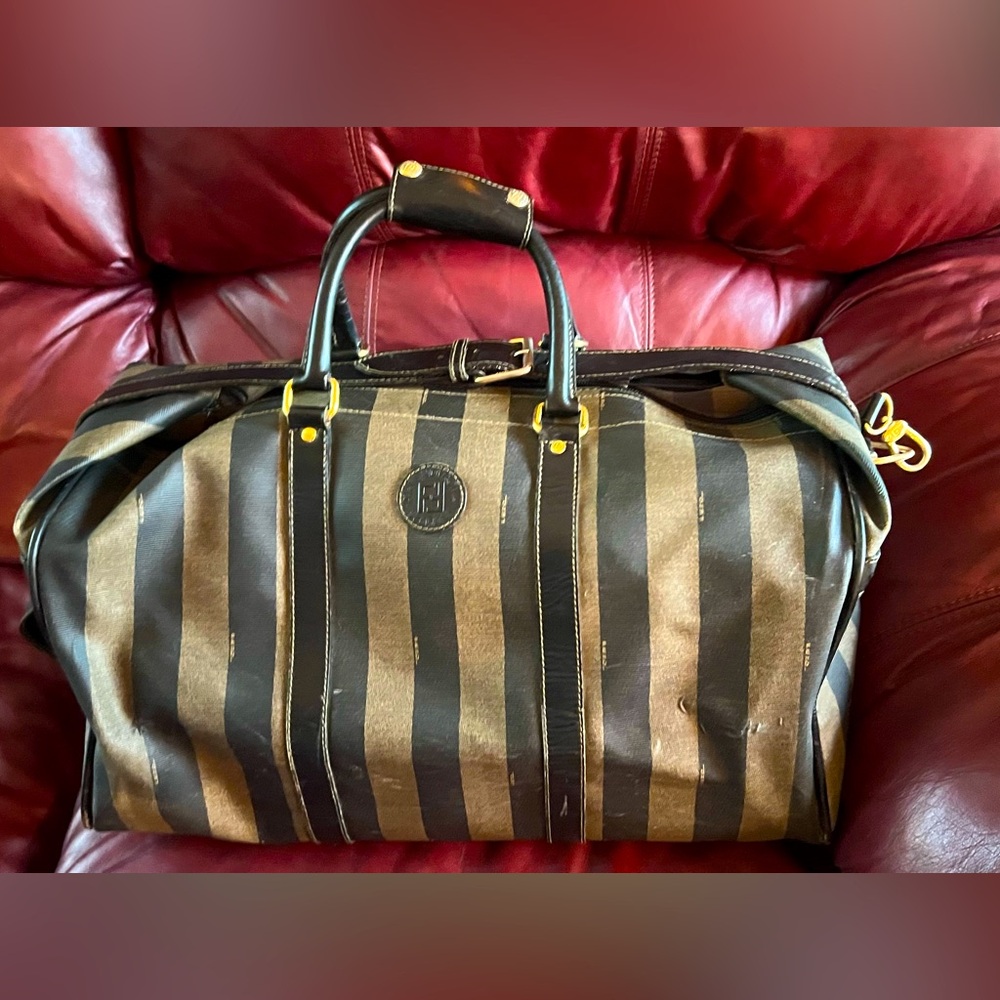 Authentic vintage striped Fendi weekender duffel - Lots of Life left.